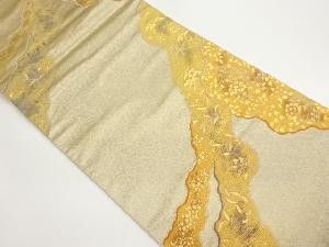 道長取に花唐草・草葉模様織出し袋帯